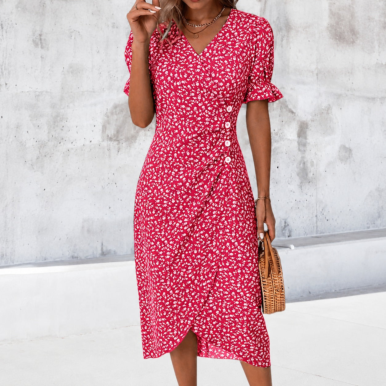 Gabriella - Élégante robe asymétrique avec motifs floraux