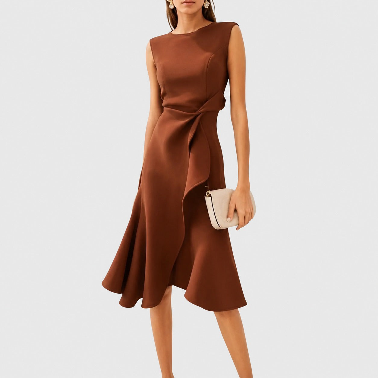 Stella - Robe Midi Élégante sans Manches