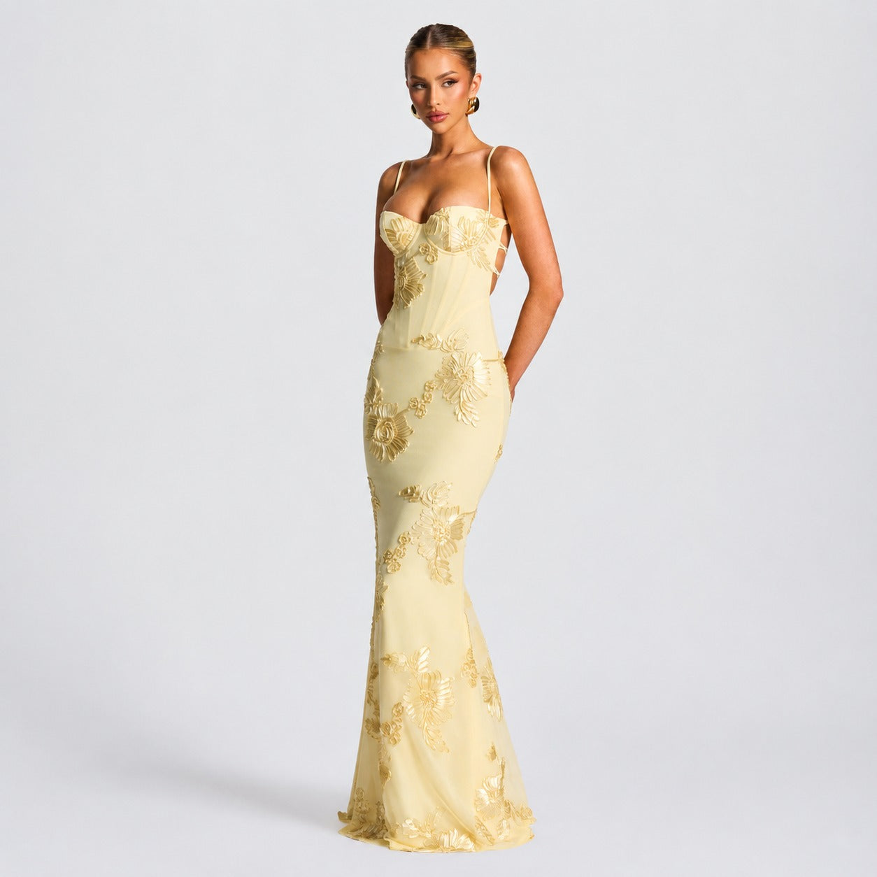 Norma - Robe Maxi Sophistiquée avec Imprimés Floraux