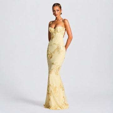 Norma - Robe Maxi Sophistiquée avec Imprimés Floraux