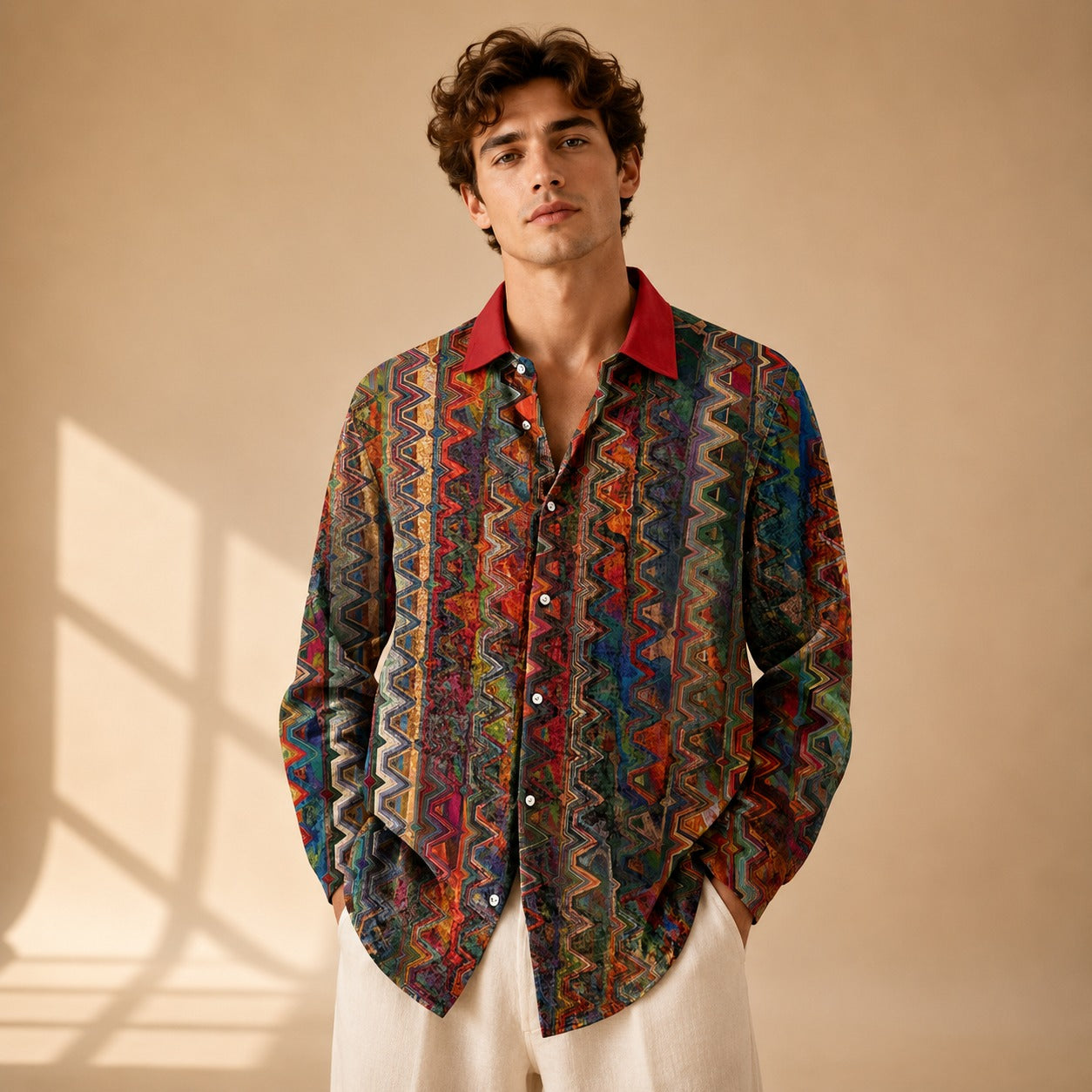 Neil - Chemise imprimée à manches longues au style artistique