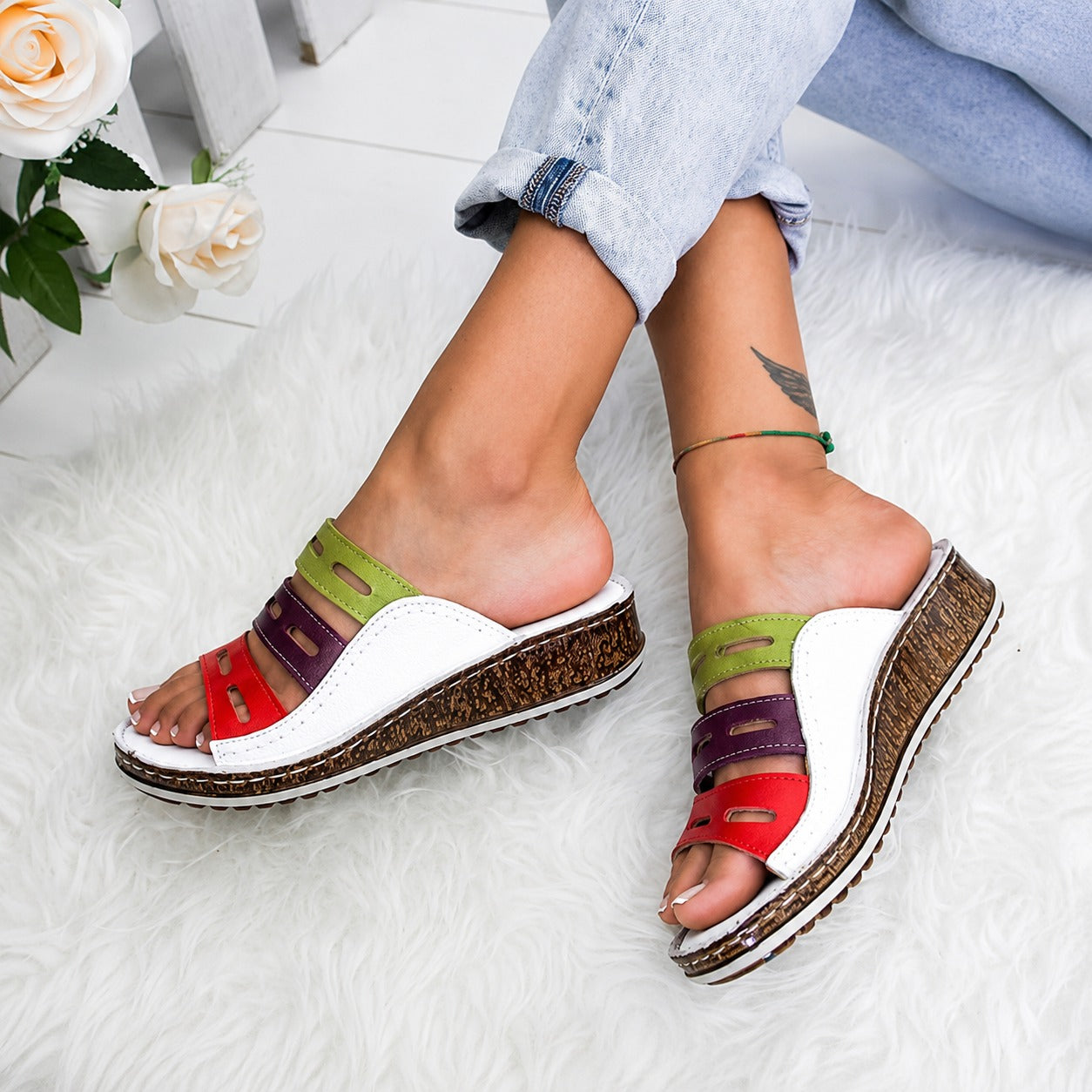 Christina - Sandales Confort Multicolores