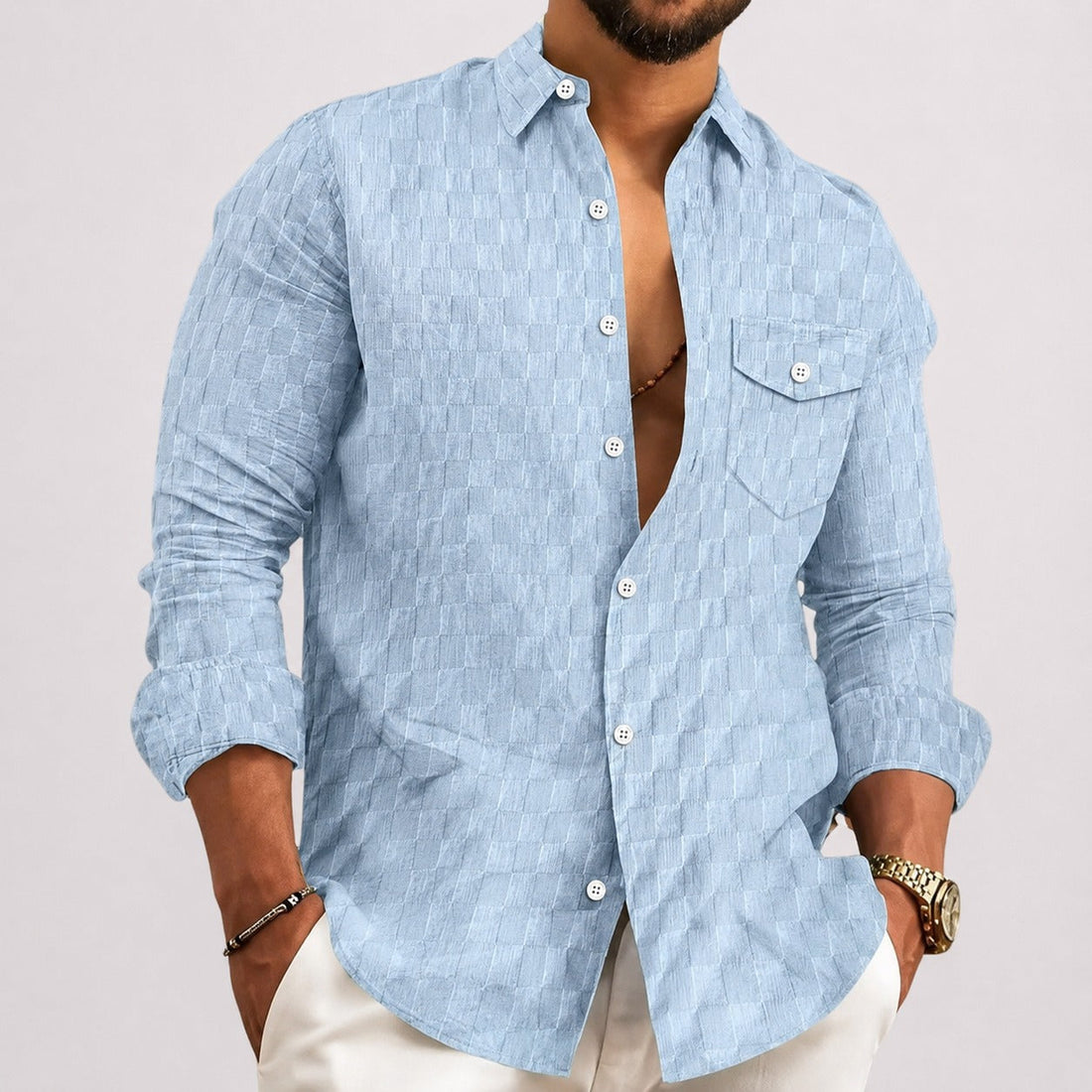 Walter - Chemise Élégante à Carreaux avec Manches Longues