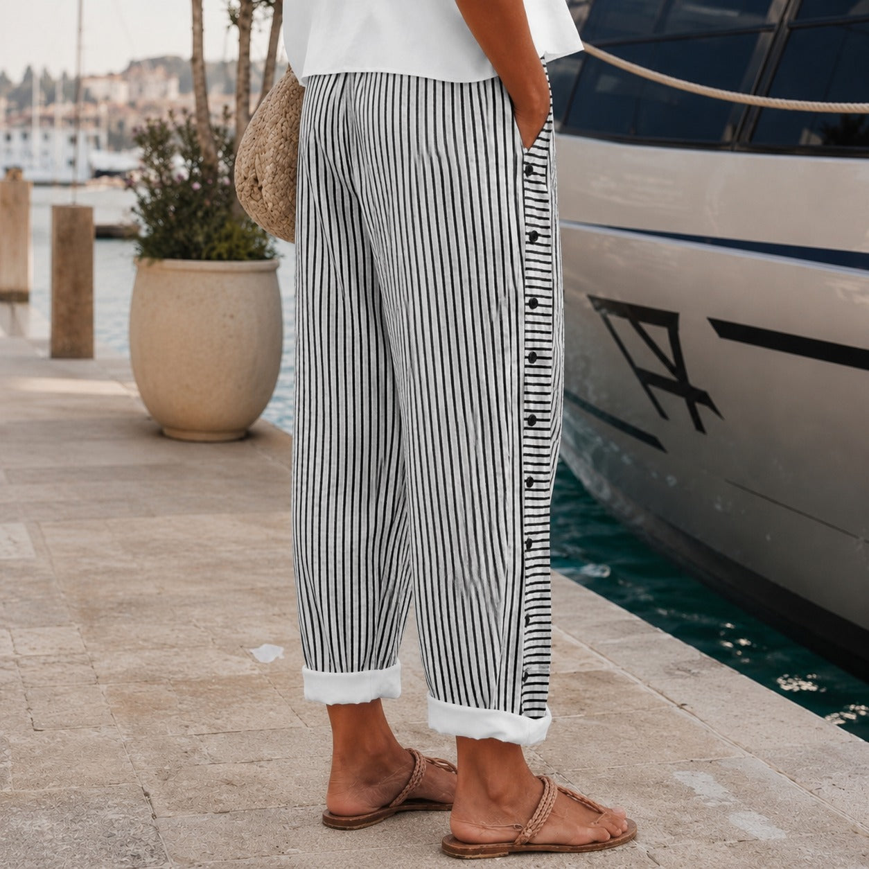 Rachael - Pantalon Décontracté avec Poches Latérales