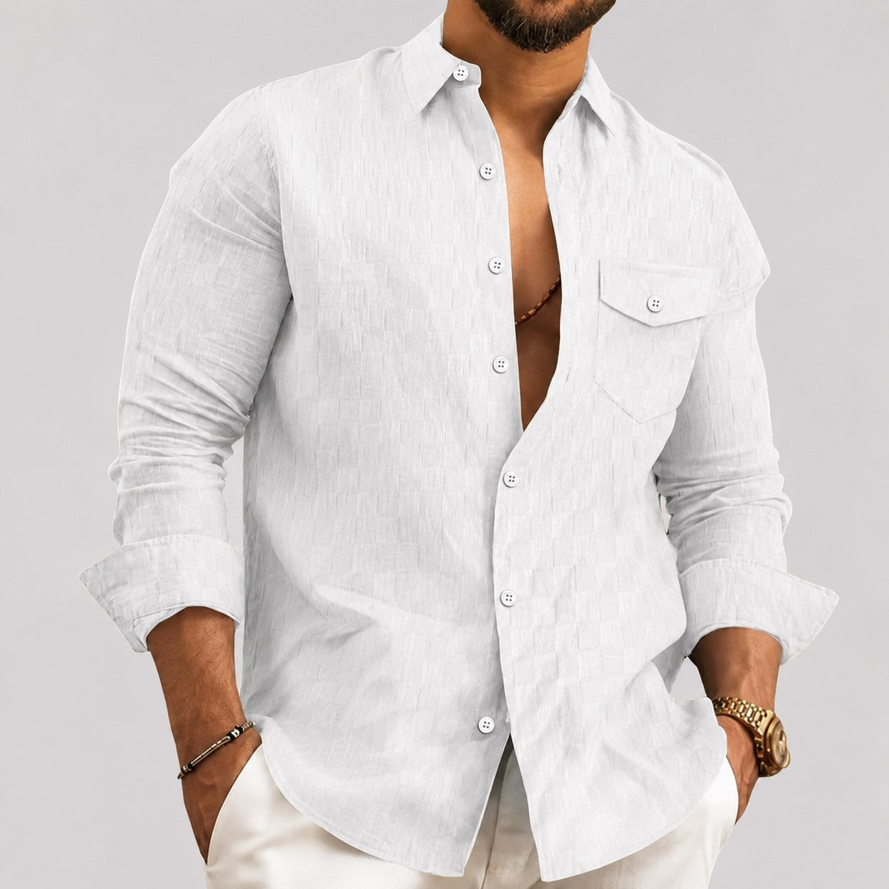 Walter - Chemise Élégante à Carreaux avec Manches Longues
