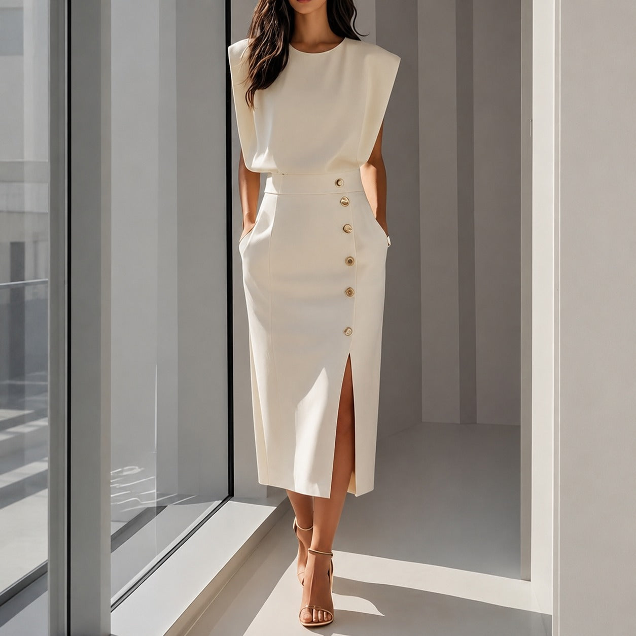 Ruth - Robe midi élégante avec découpe