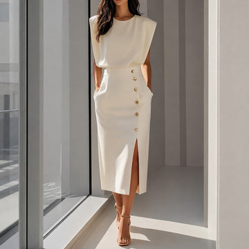 Ruth - Robe midi élégante avec découpe