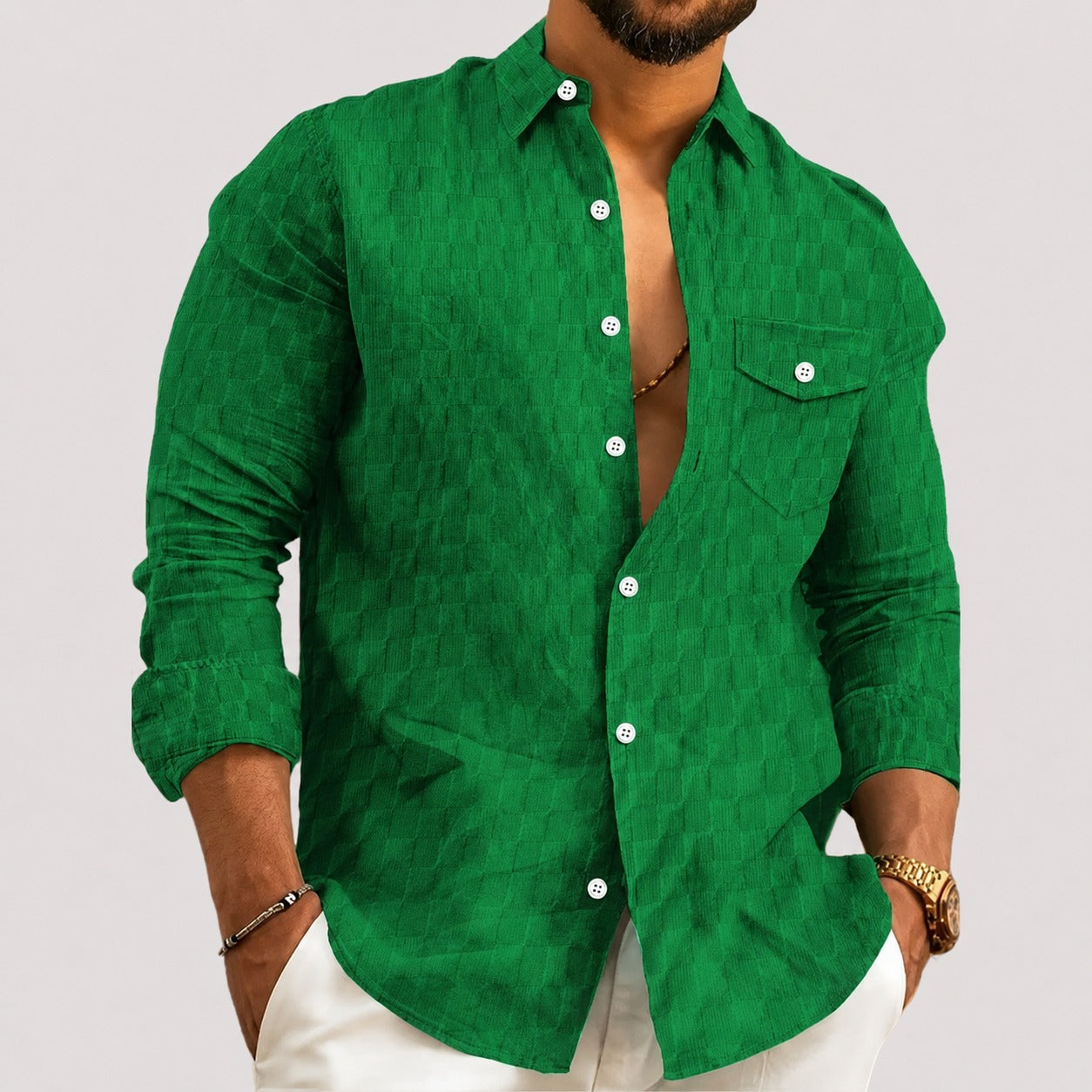 Walter - Chemise Élégante à Carreaux avec Manches Longues