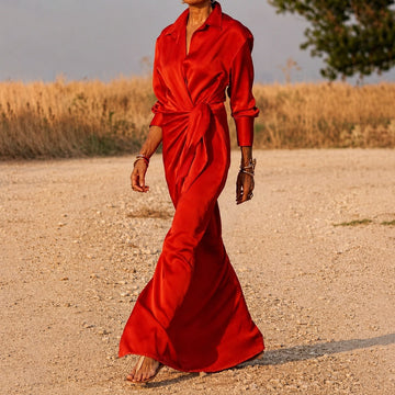 Connie - Robe Longue Portefeuille à Manches Longues