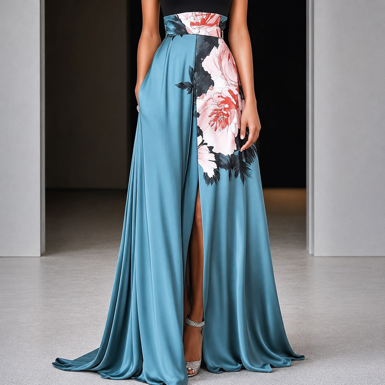 Annie - Robe Longue à Motif Fleuri Sans Manches