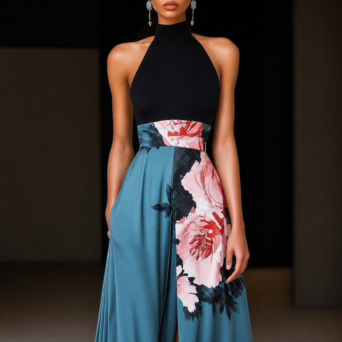 Annie - Robe Longue à Motif Fleuri Sans Manches