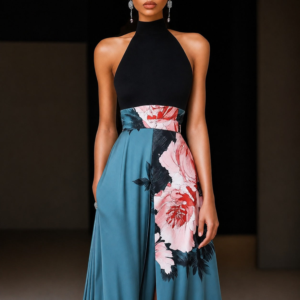 Annie - Robe Longue à Motif Fleuri Sans Manches