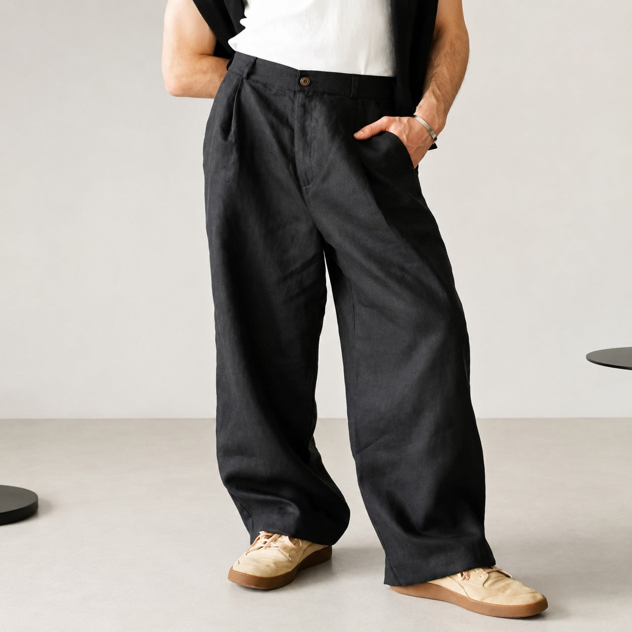Hashim - Pantalon large plissé confortable