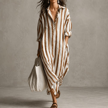 Elysia - Robe longue à manches longues style chemise