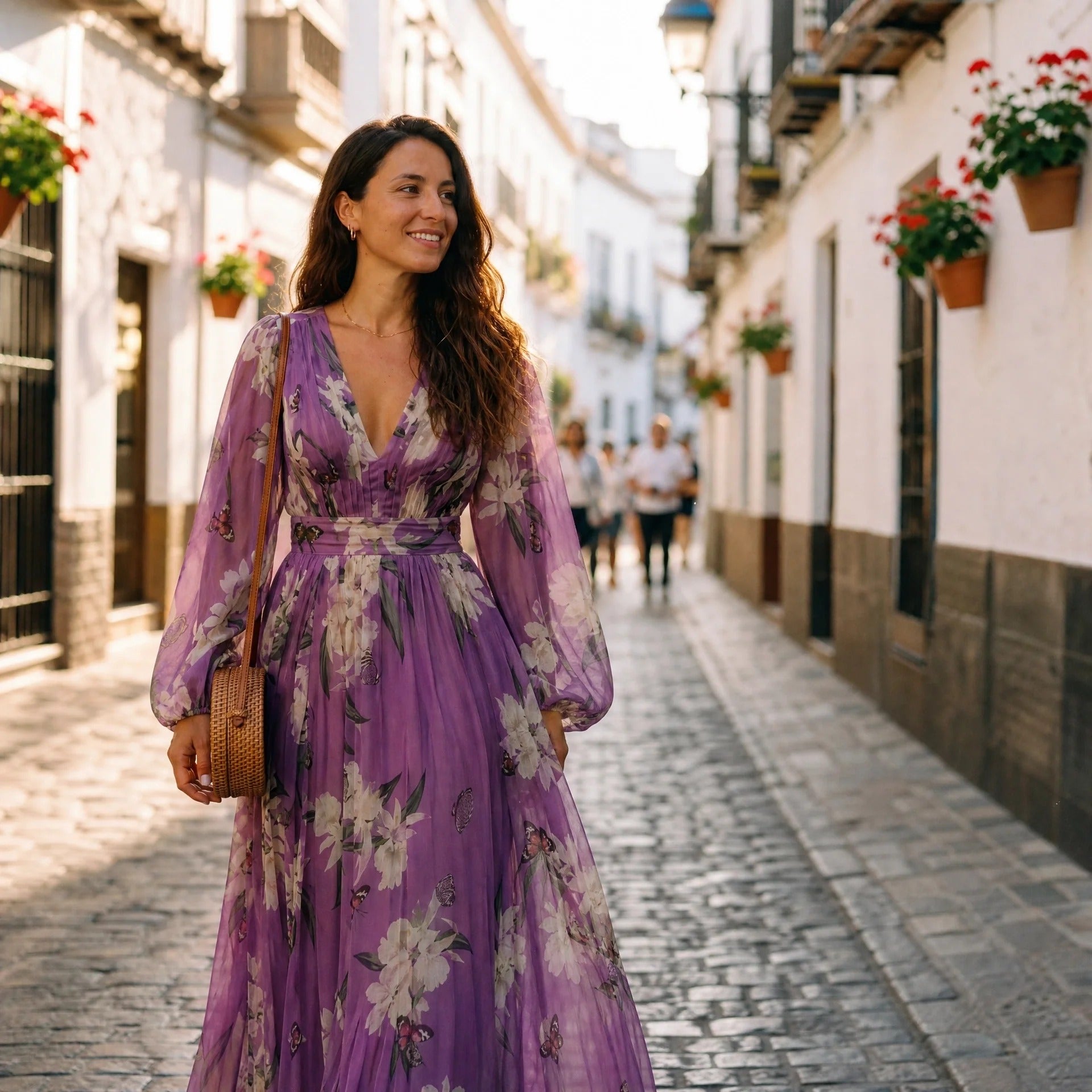 Leanne - Robe Longue Aérienne avec Imprimé Floral