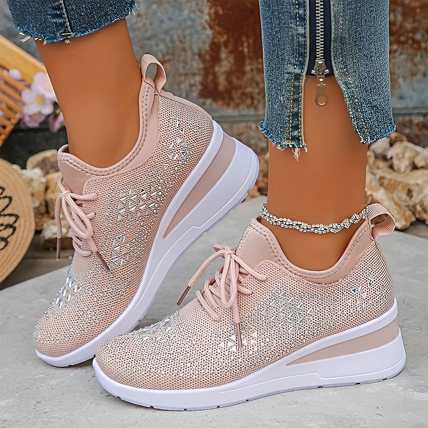 Elodie - Baskets Confortables et Élégantes avec Détails Brillants