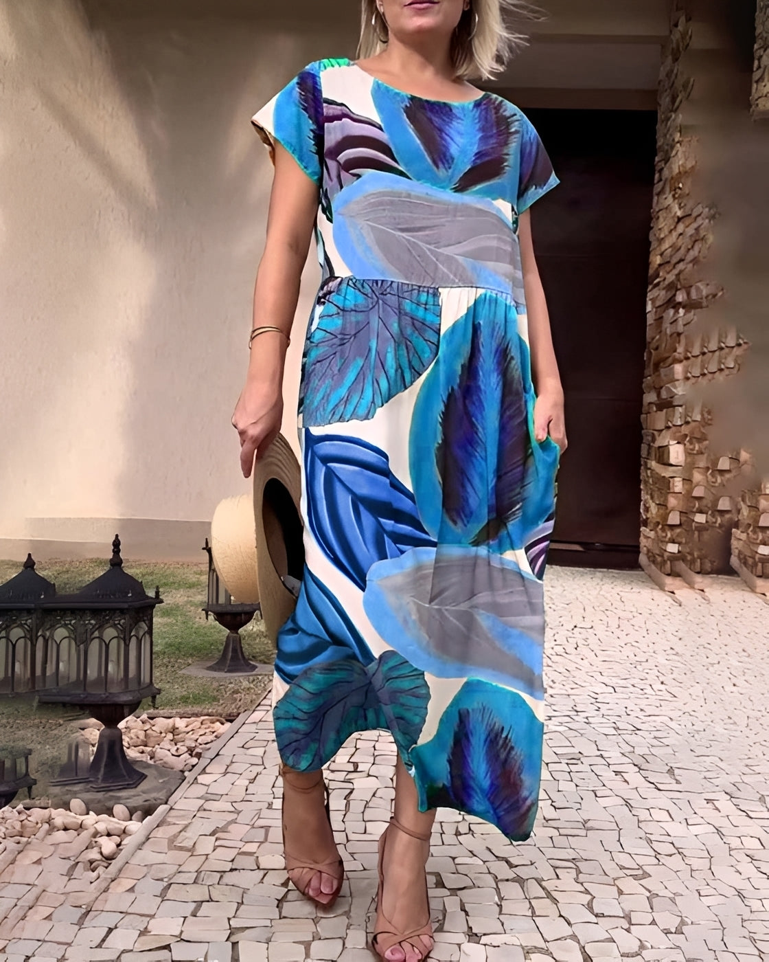 Sami - Robe Élégante avec Fente et Manches Courtes