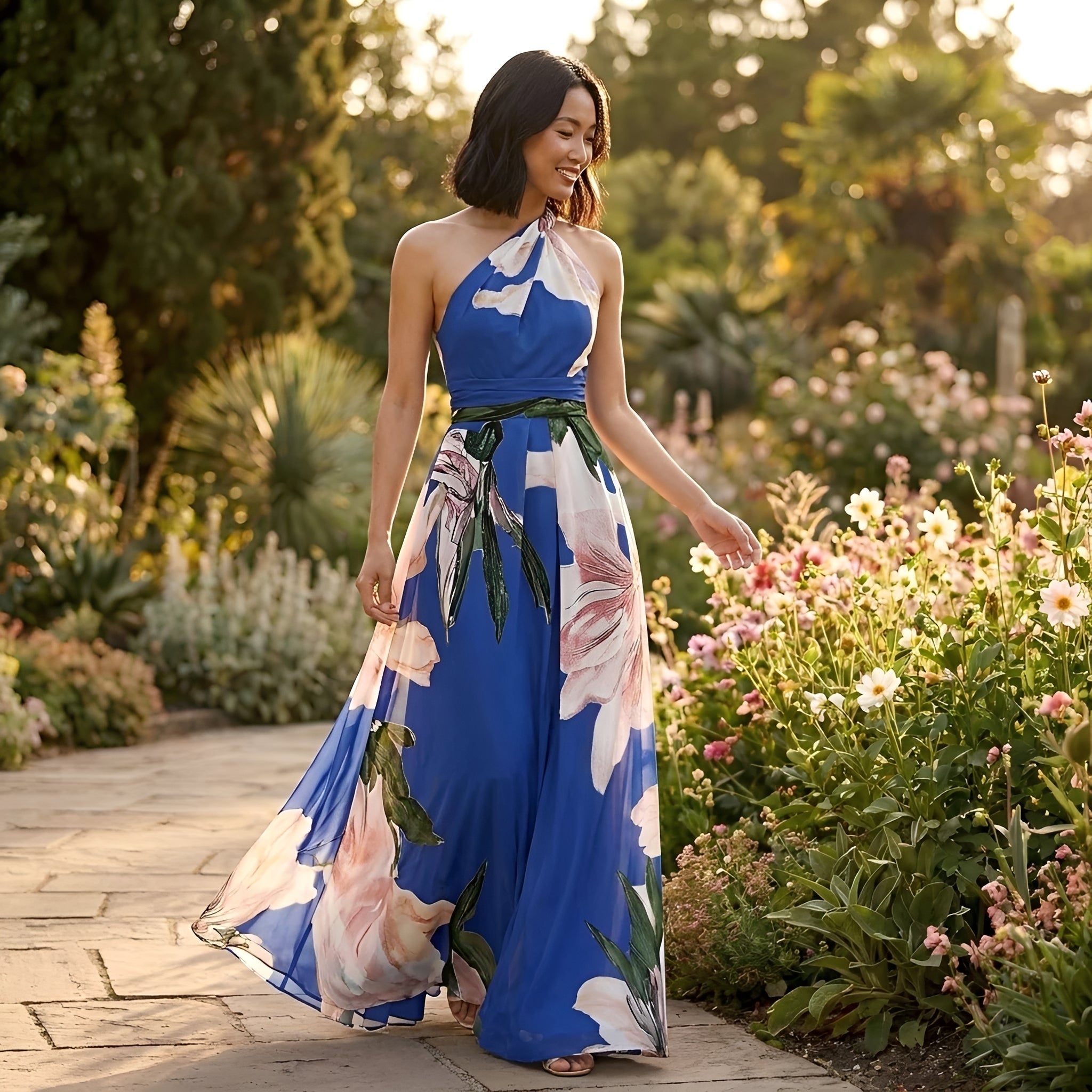 Kirsty - Robe Maxi à Motif Fleuri et Dos Nu