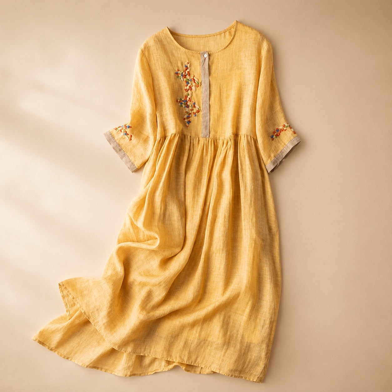 Laura - Robe Décontractée de Style Bohème avec Broderies