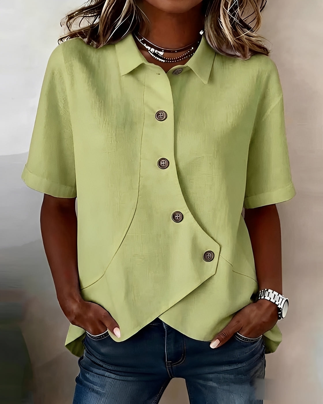 Mia - Chemise Asymétrique à Boutons