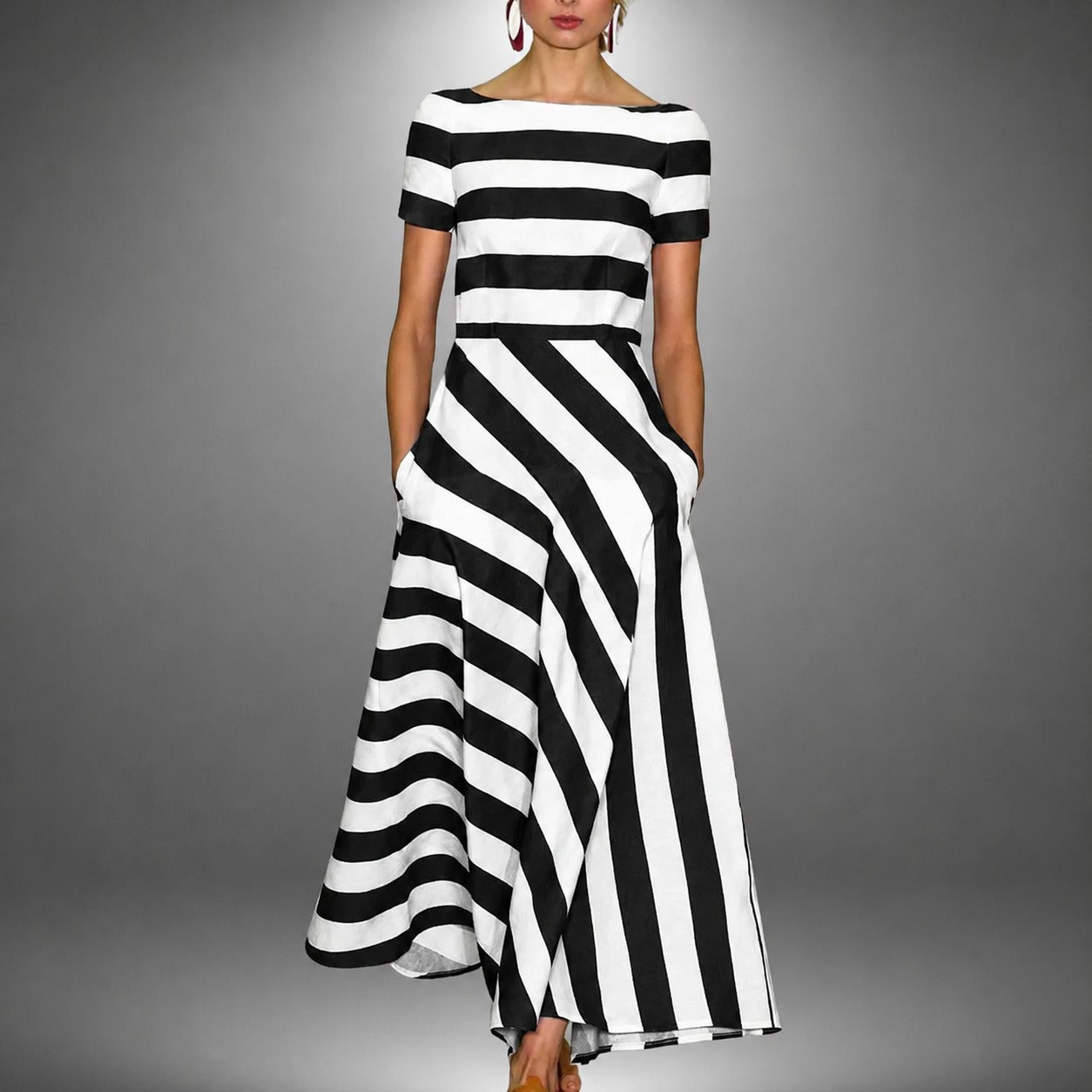 Darcie - Robe longue rayée à coupe évasée