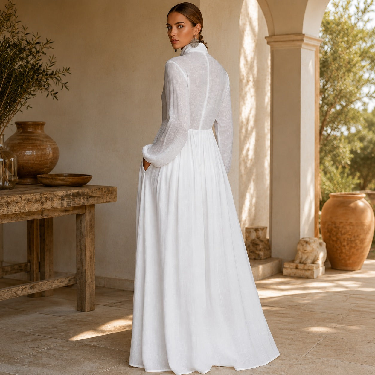 Kyran - Robe Longue Élégante à Manches Longues
