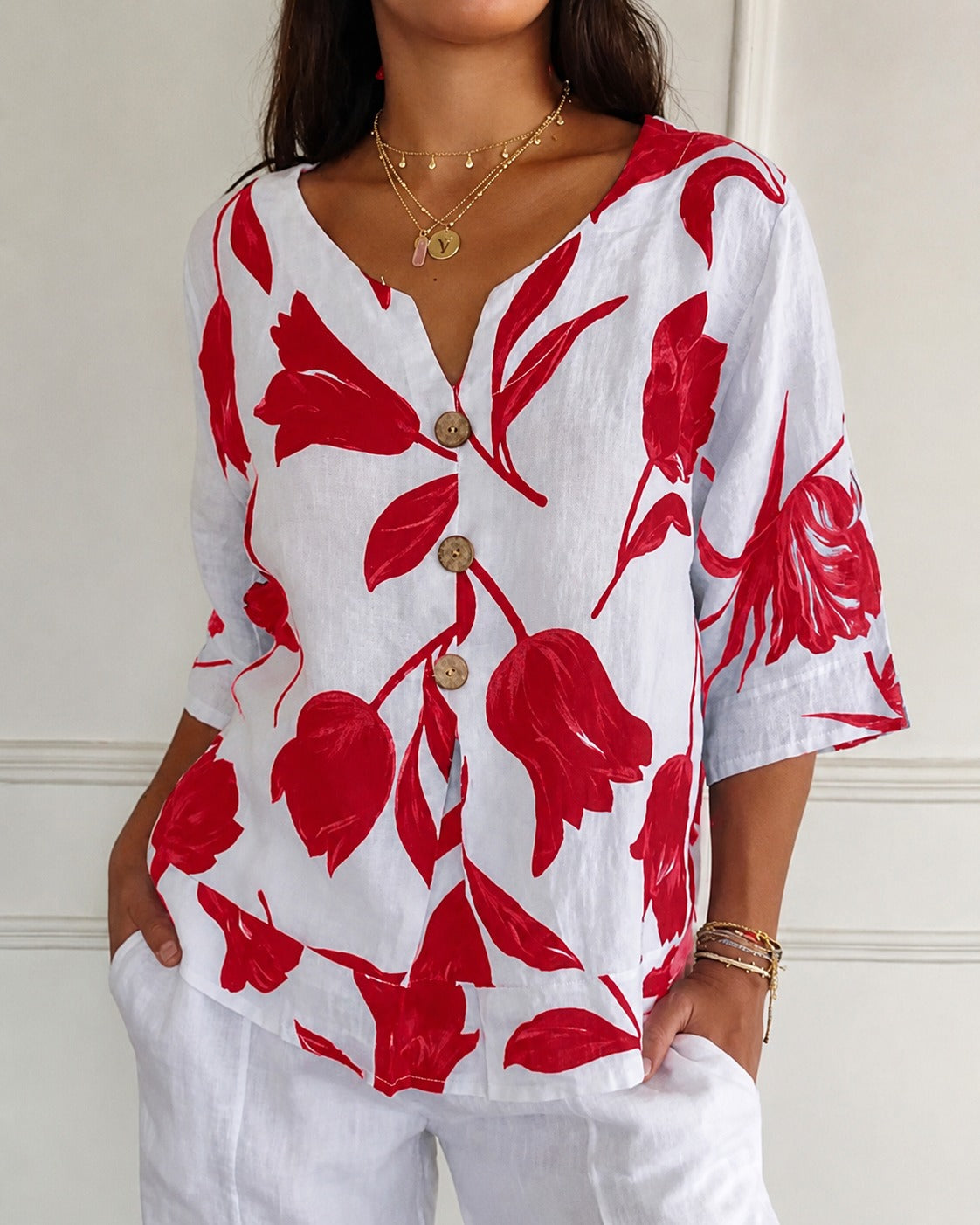 Chiara - Blouse avec un Élégant Imprimé Floral