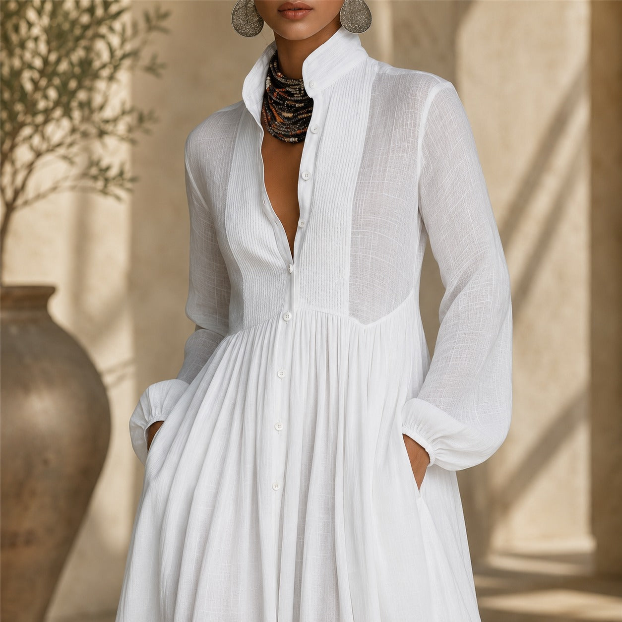 Kyran - Robe Longue Élégante à Manches Longues