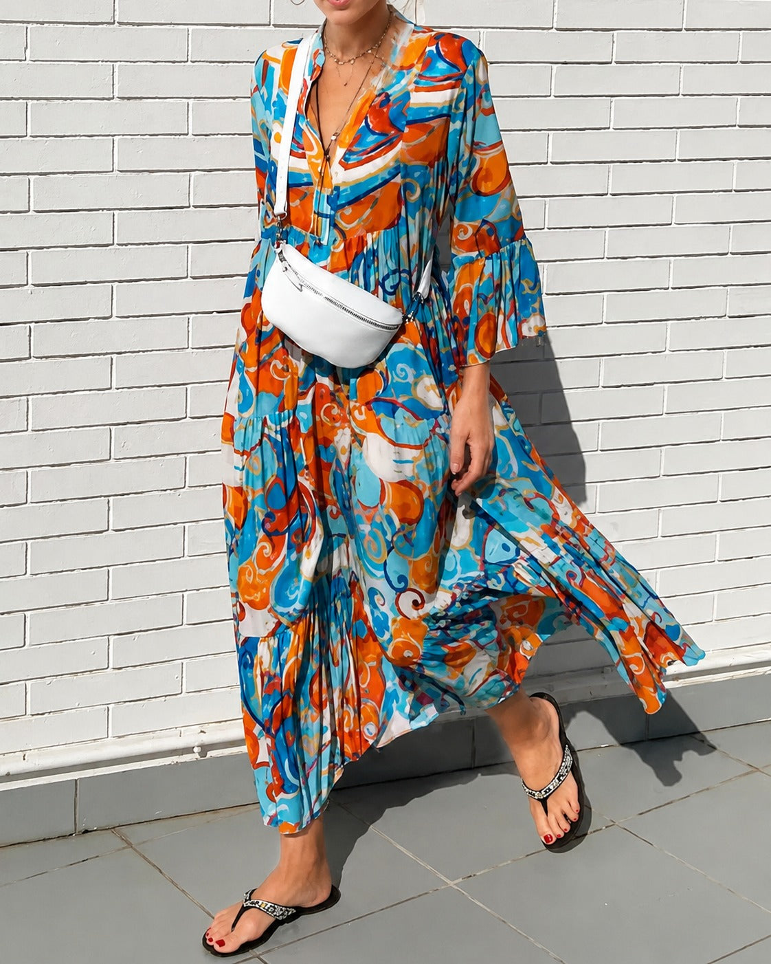 Maizie - Robe à Motifs Floraux avec Bordures en Cascade