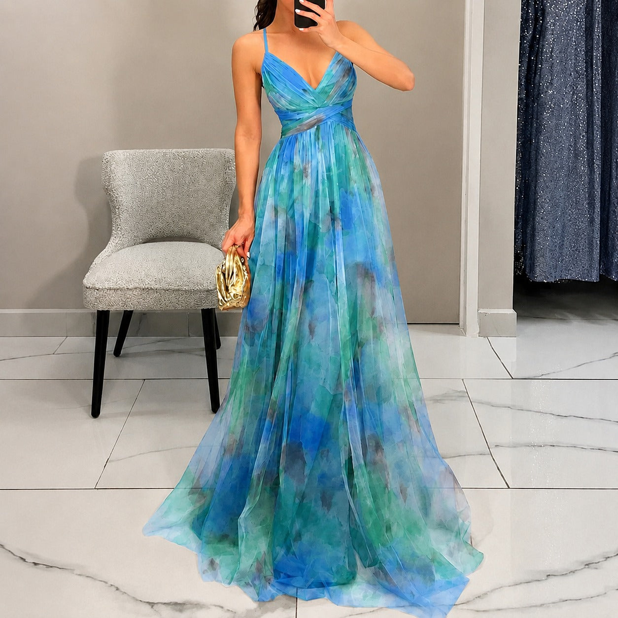 Michelle - Robe Longue avec Motif Floral