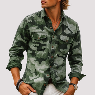 Jeffrey - Chemise à poches avec col replié camouflage