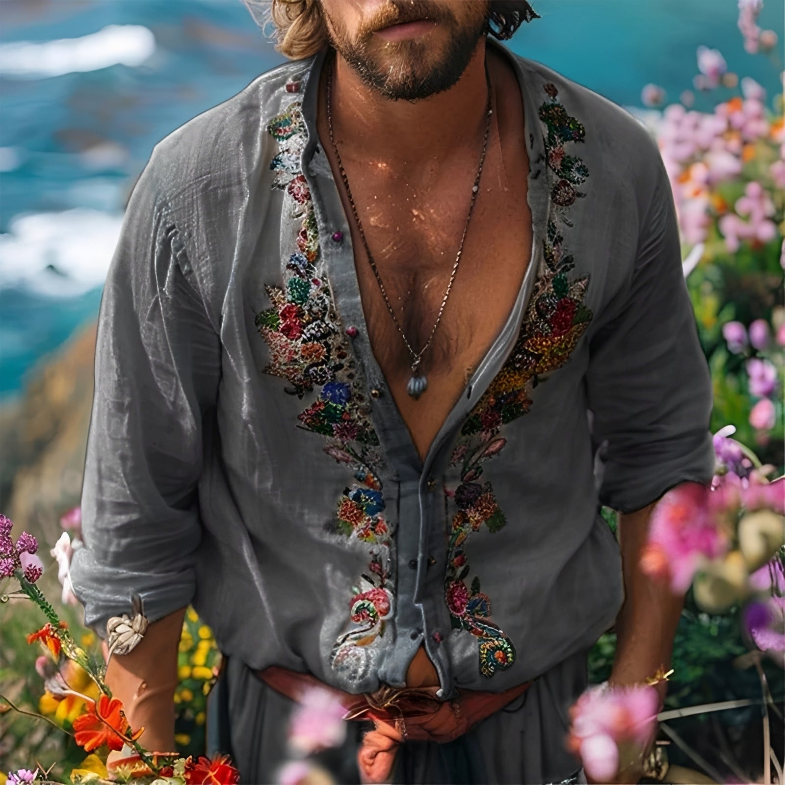 Benedict - Chemise élégante avec broderie et manches longues