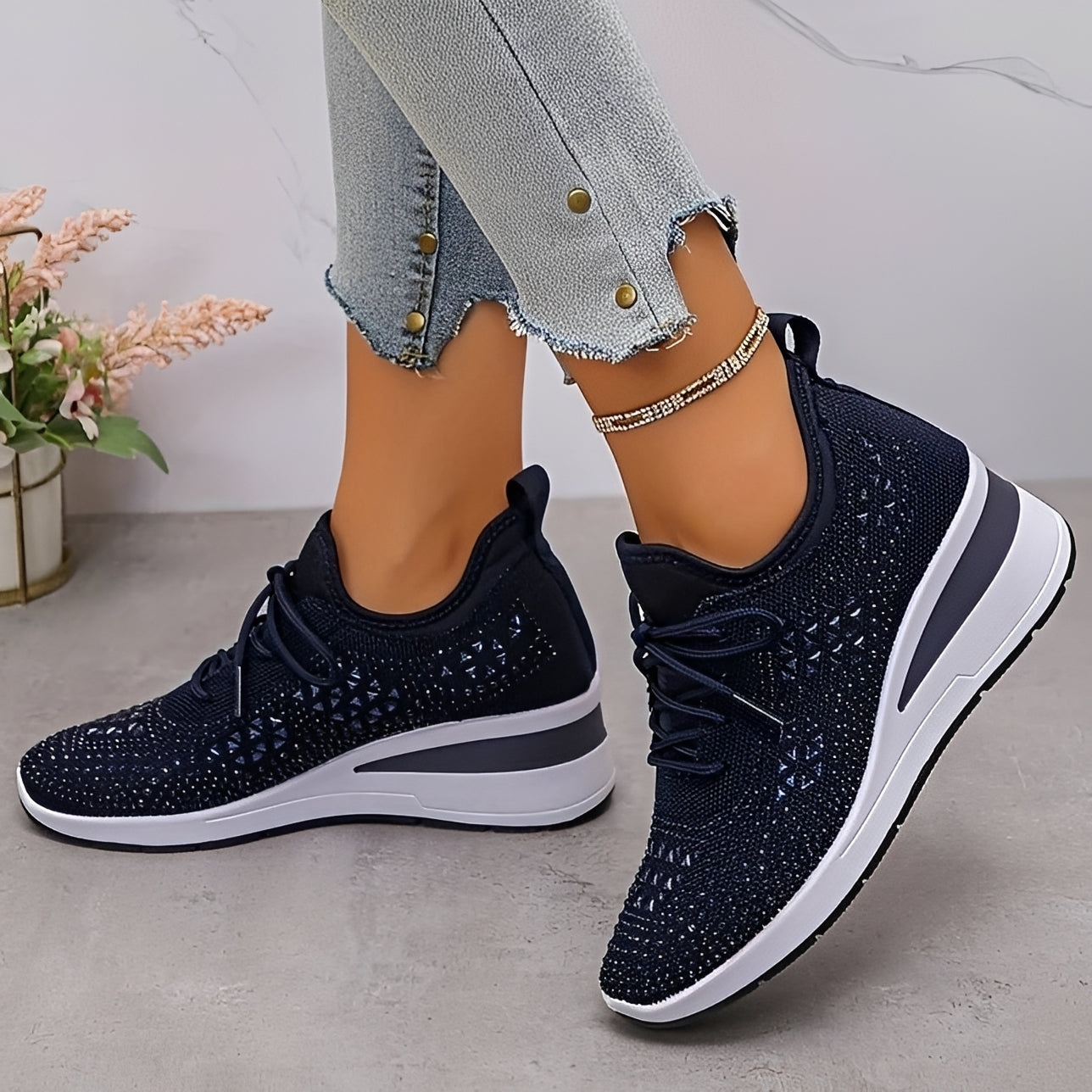 Elodie - Baskets Confortables et Élégantes avec Détails Brillants