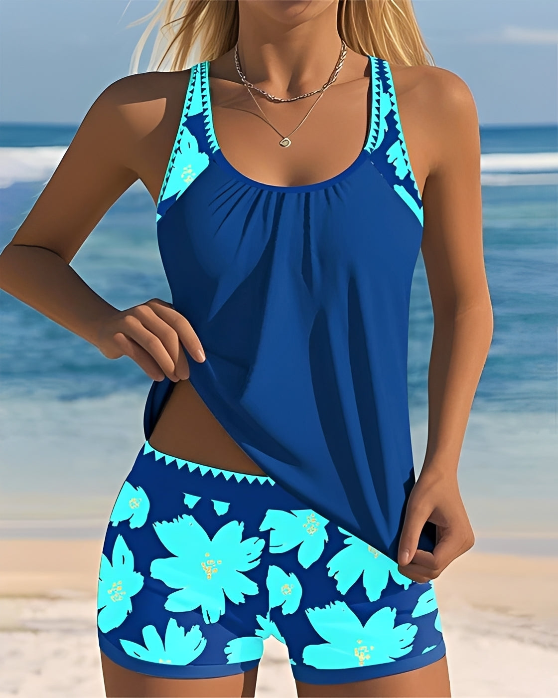 Mila - Maillot de bain à fleurs Col U