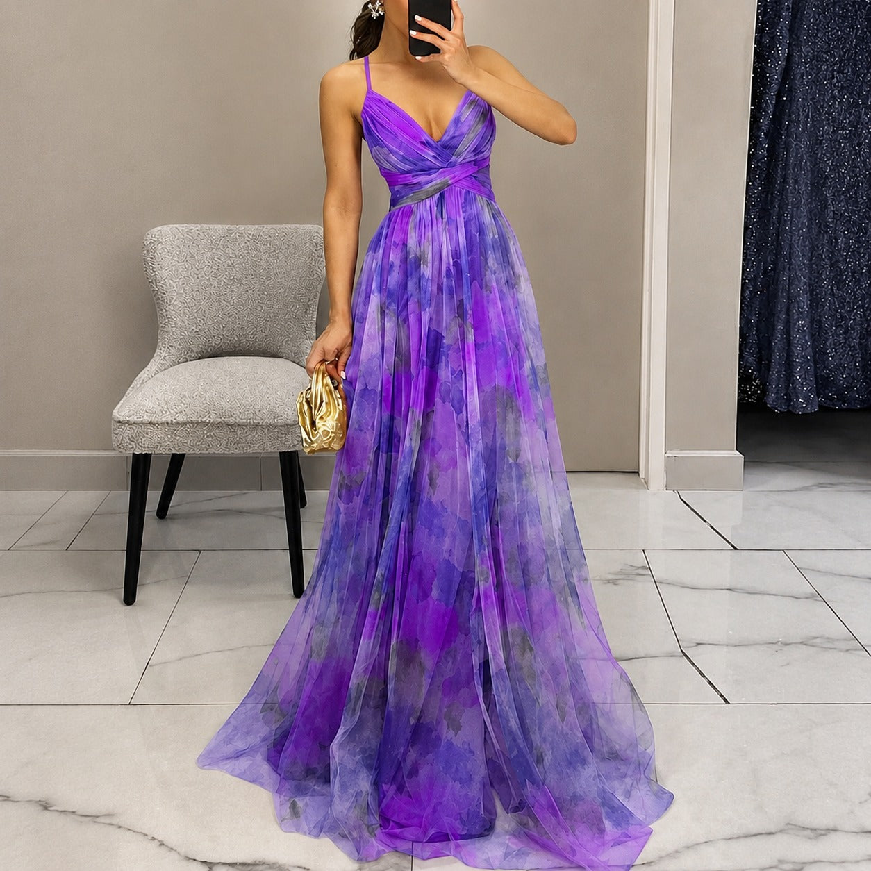 Michelle - Robe Longue avec Motif Floral