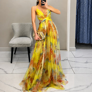 Michelle - Robe Longue avec Motif Floral