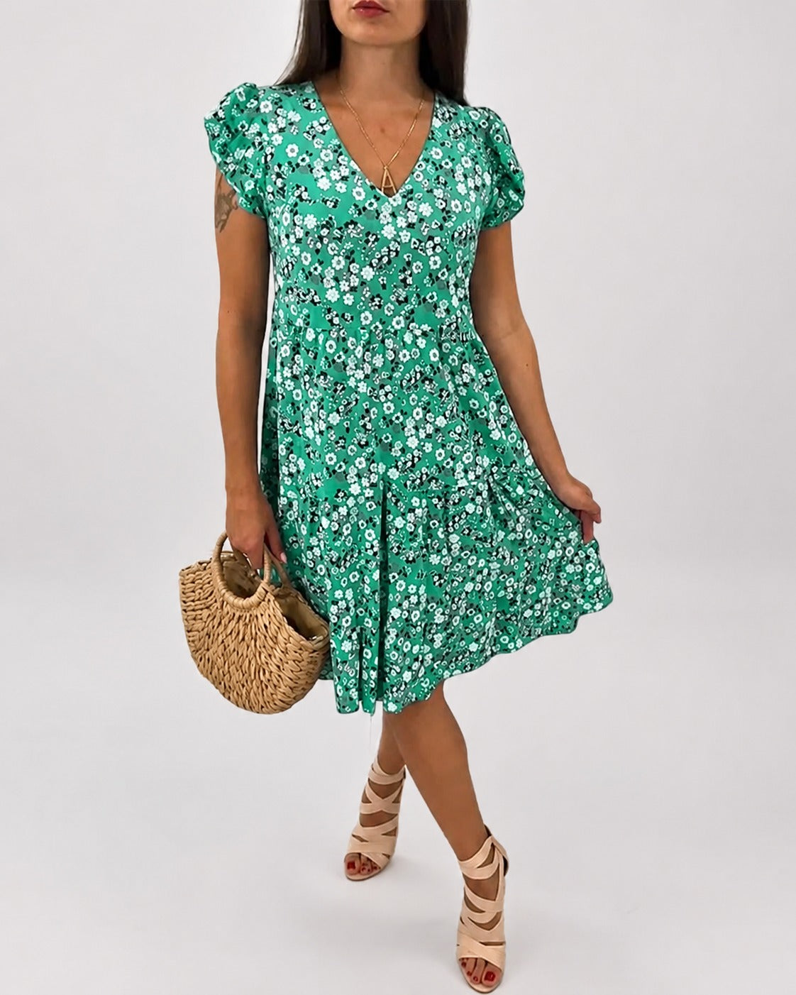 Gwen - Robe Midi à Motifs Floraux Relax