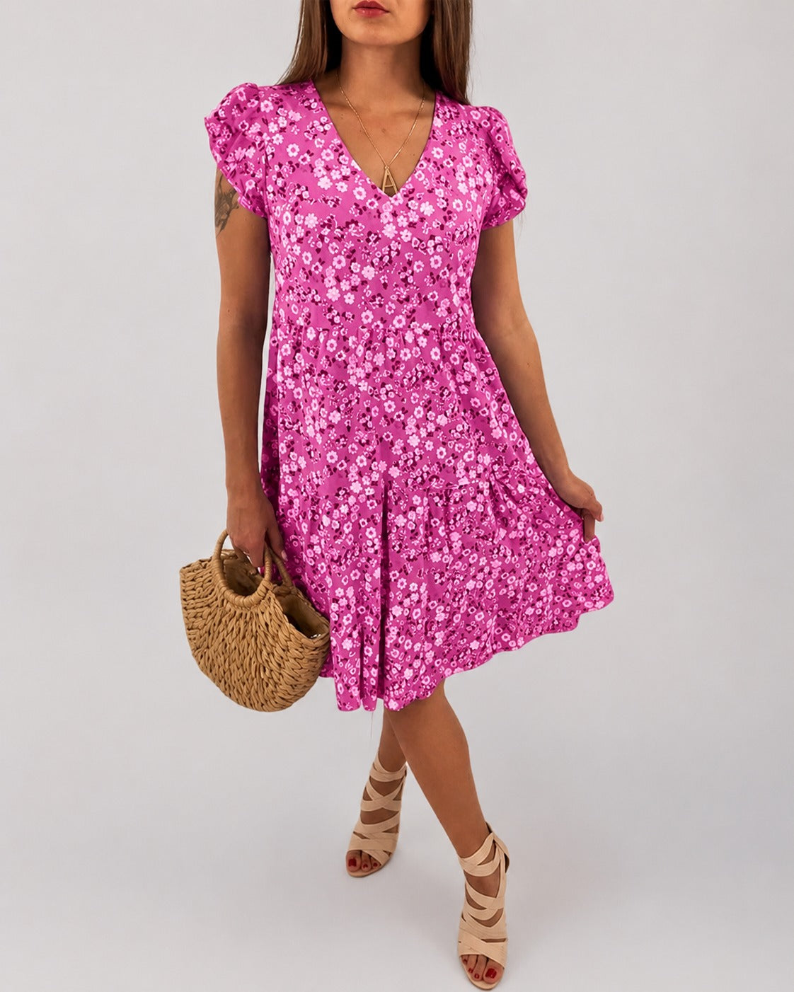 Gwen - Robe Midi à Motifs Floraux Relax