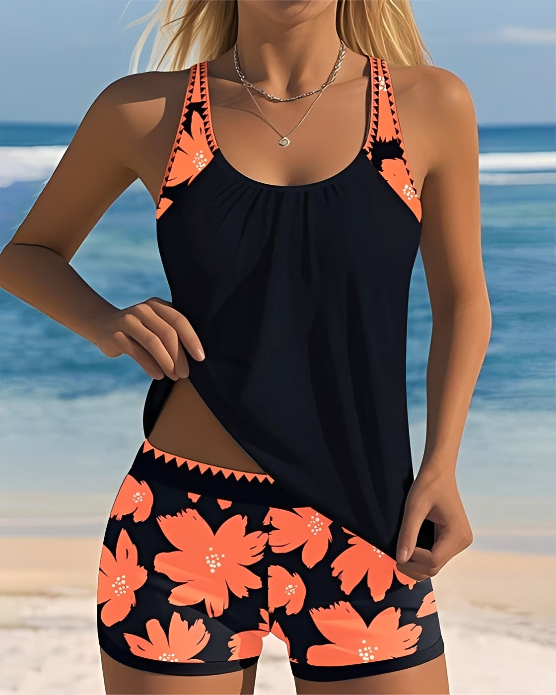 Mila - Maillot de bain à fleurs Col U