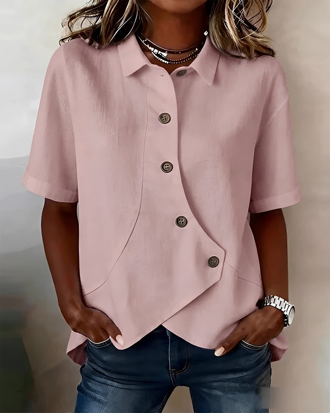 Mia - Chemise Asymétrique à Boutons