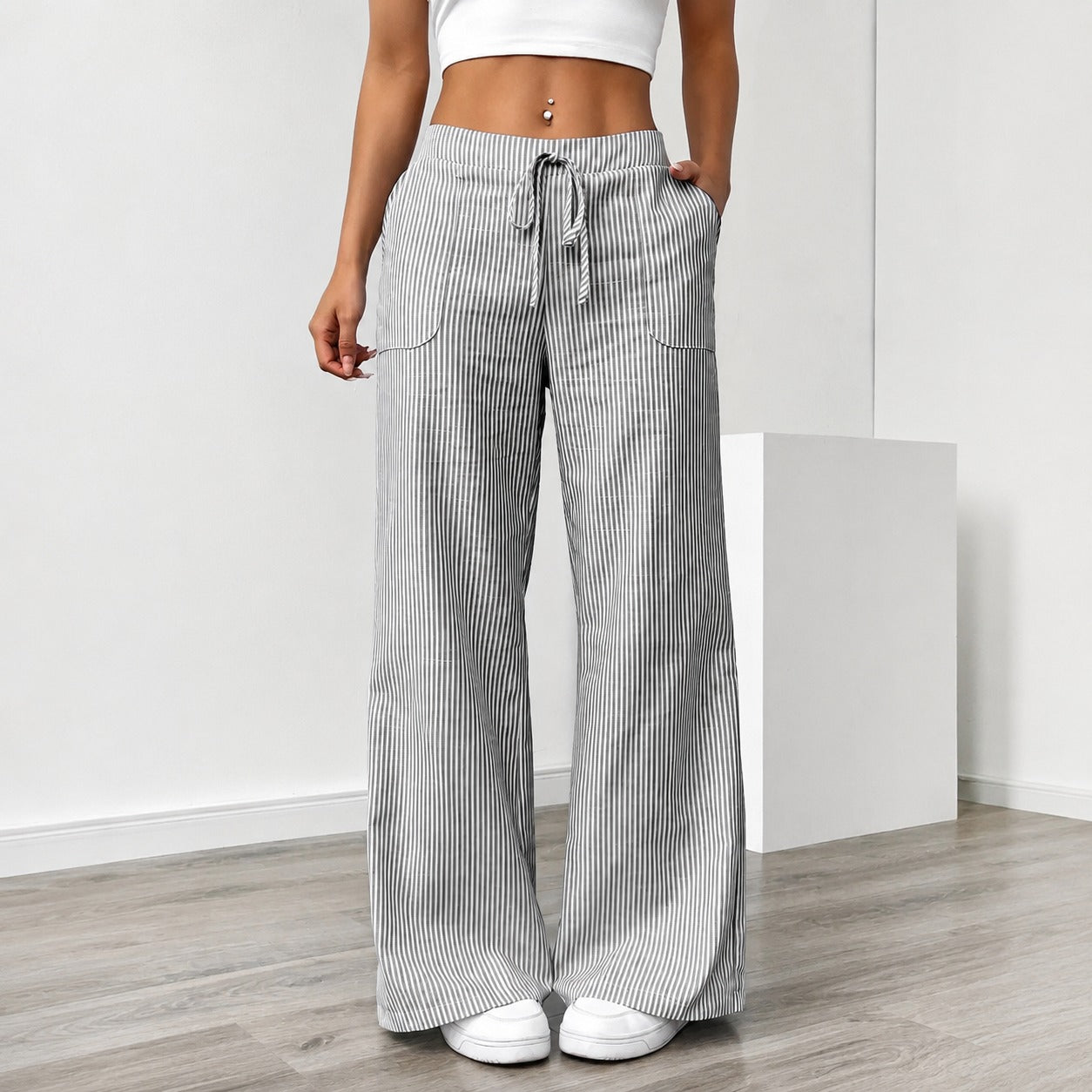 Amanda - Pantalon Confort à Rayures avec Poches