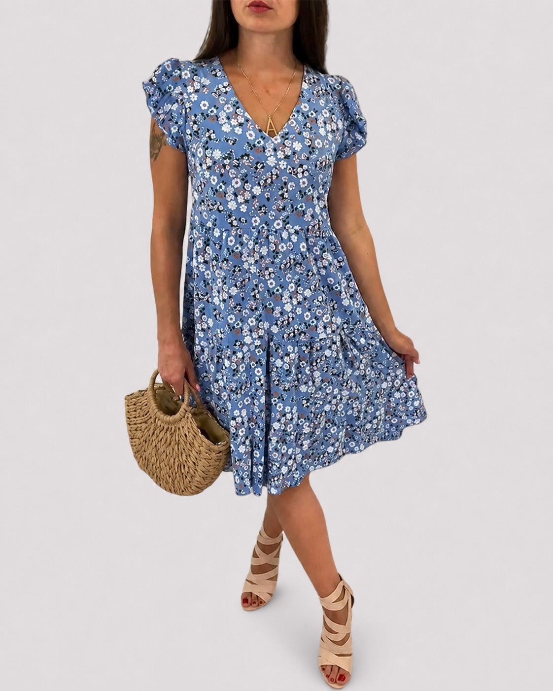 Gwen - Robe Midi à Motifs Floraux Relax