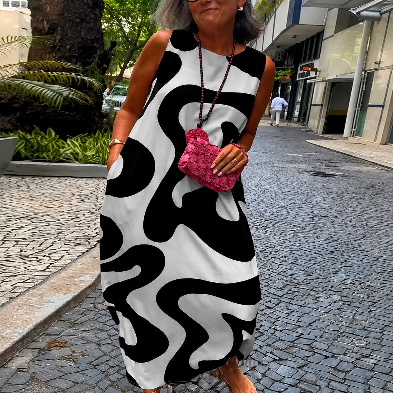Taylor - Robe Élégante sans Manches à Motif Géométrique