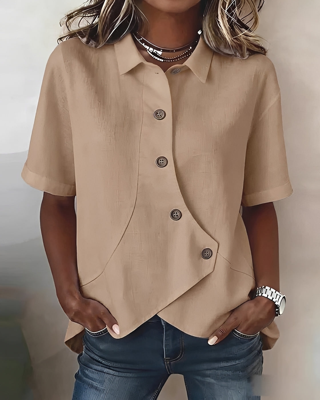 Mia - Chemise Asymétrique à Boutons