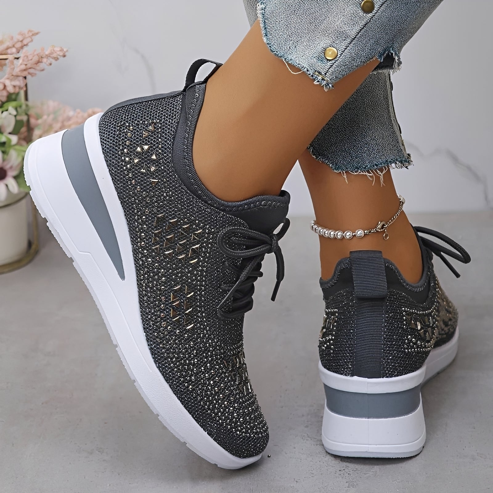 Elodie - Baskets Confortables et Élégantes avec Détails Brillants