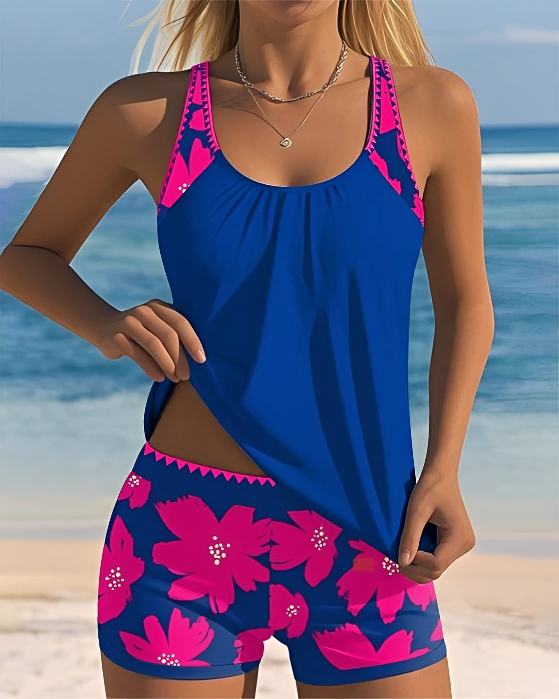 Mila - Maillot de bain à fleurs Col U