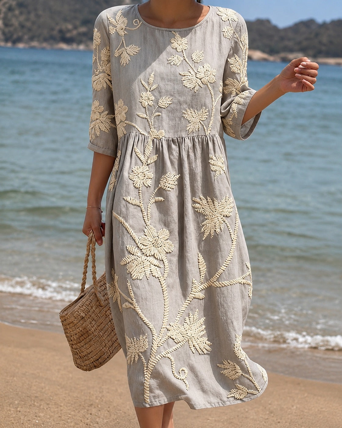 Teresa - Robe Midi Élégante avec Broderies