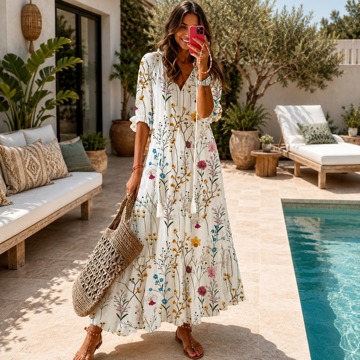 Lindsay - Robe Ampoule Bohème avec Volants