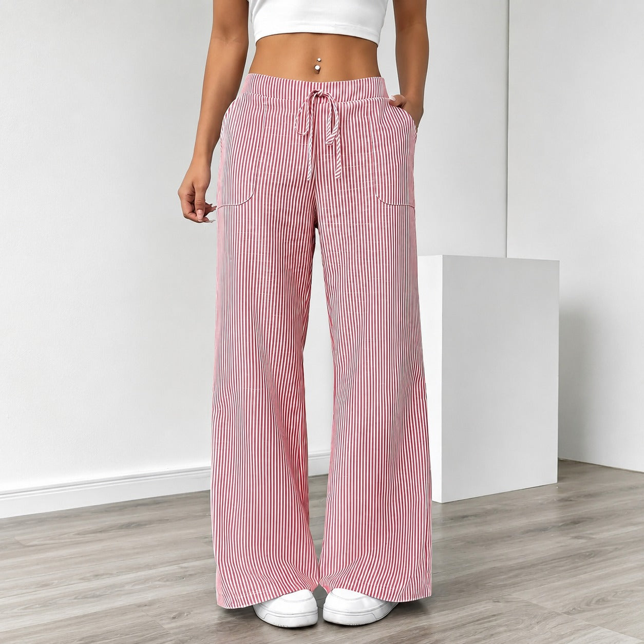 Amanda - Pantalon Confort à Rayures avec Poches