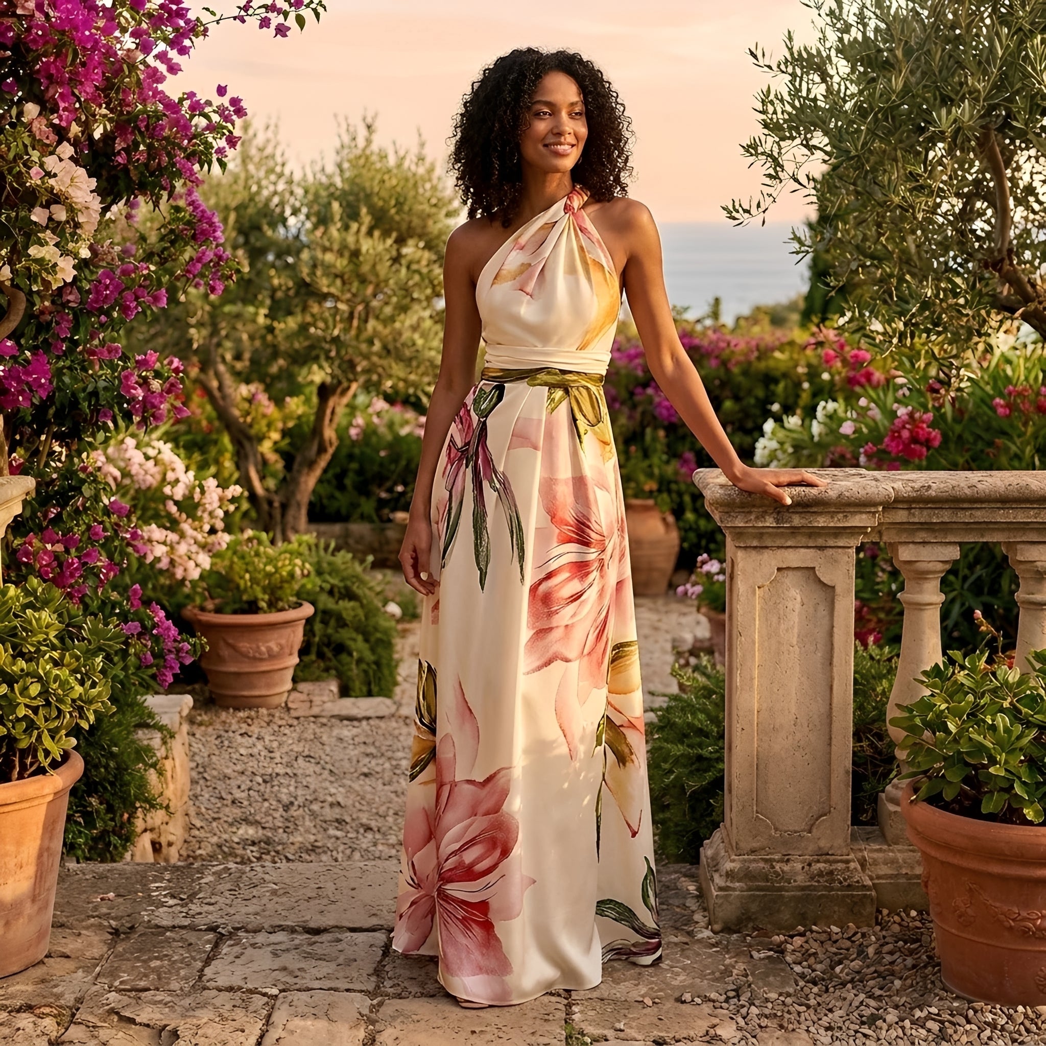 Kirsty - Robe Maxi à Motif Fleuri et Dos Nu